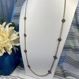 Cute Glam Silver Tone Heart Necklace Long